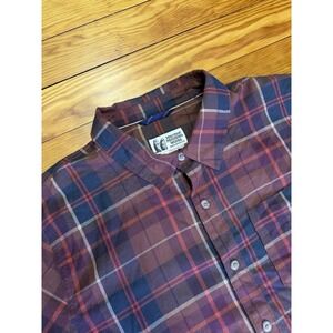 Marmot Mountain Works Mens Medium Long Sleeve Brown Plaid Flannel Shirt
